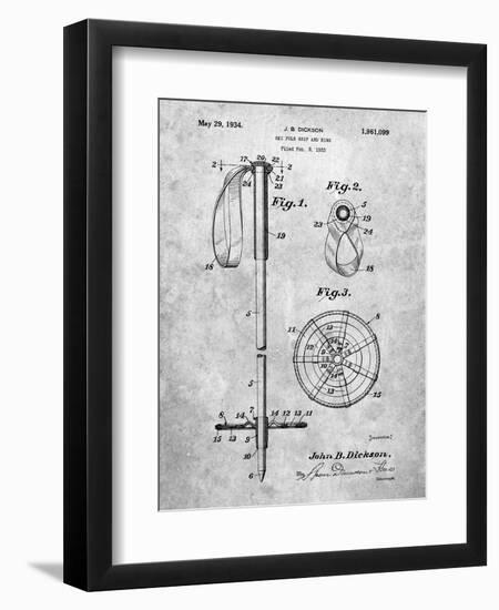 PP270-Slate Vintage Ski Pole Patent Poster-Cole Borders-Framed Premium Giclee Print