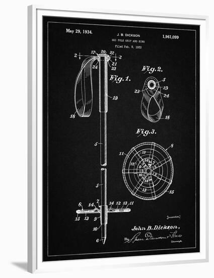 PP270-Vintage Black Vintage Ski Pole Patent Poster-Cole Borders-Framed Premium Giclee Print