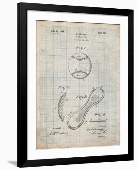 PP271-Antique Grid Parchment Vintage Baseball 1924 Patent Poster-Cole Borders-Framed Giclee Print