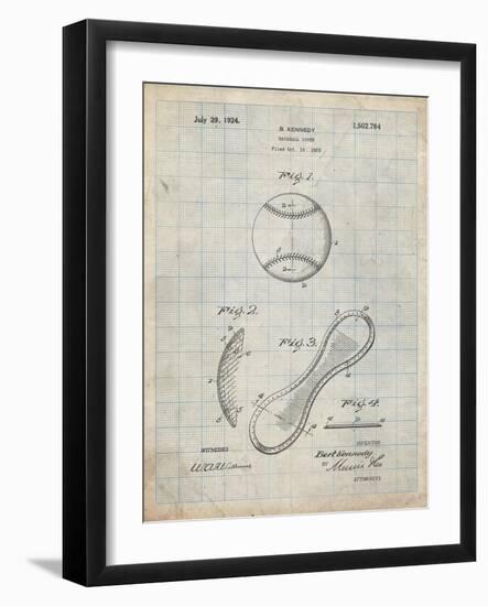 PP271-Antique Grid Parchment Vintage Baseball 1924 Patent Poster-Cole Borders-Framed Giclee Print