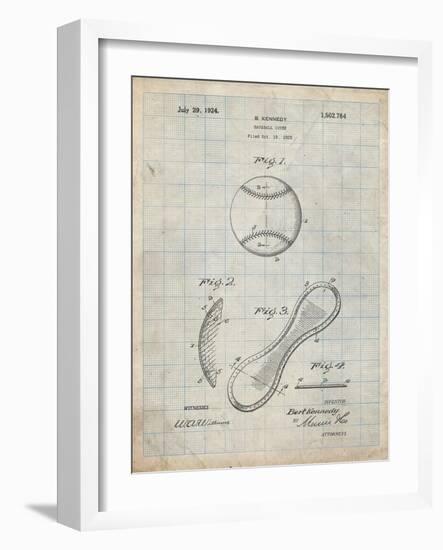 PP271-Antique Grid Parchment Vintage Baseball 1924 Patent Poster-Cole Borders-Framed Giclee Print