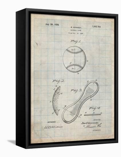 PP271-Antique Grid Parchment Vintage Baseball 1924 Patent Poster-Cole Borders-Framed Stretched Canvas