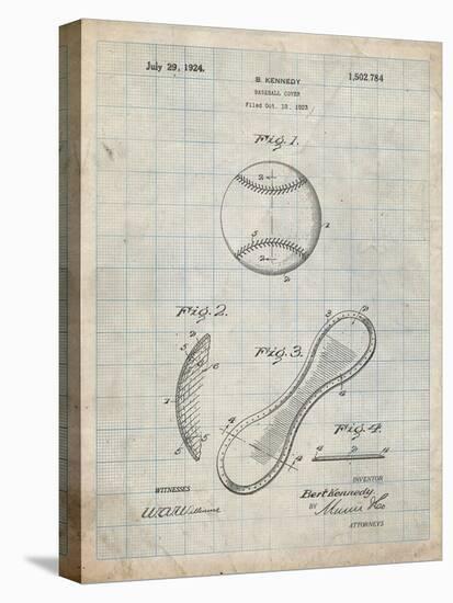 PP271-Antique Grid Parchment Vintage Baseball 1924 Patent Poster-Cole Borders-Stretched Canvas