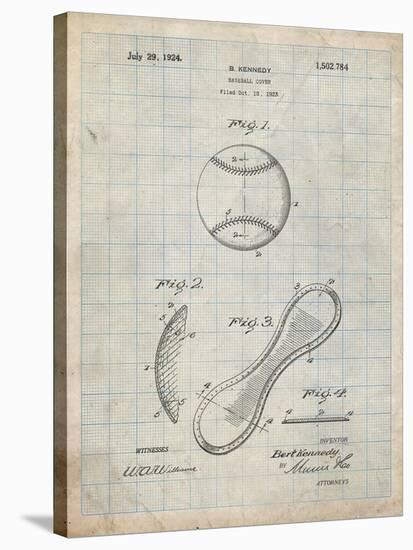 PP271-Antique Grid Parchment Vintage Baseball 1924 Patent Poster-Cole Borders-Stretched Canvas