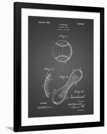 PP271-Black Grid Vintage Baseball 1924 Patent Poster-Cole Borders-Framed Giclee Print