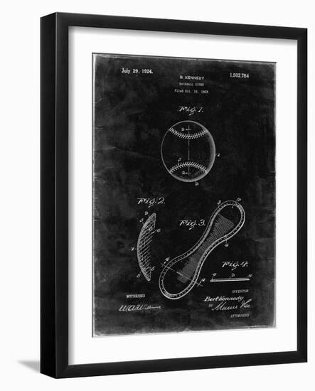 PP271-Black Grunge Vintage Baseball 1924 Patent Poster-Cole Borders-Framed Giclee Print