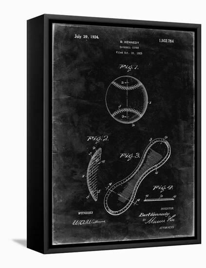 PP271-Black Grunge Vintage Baseball 1924 Patent Poster-Cole Borders-Framed Stretched Canvas