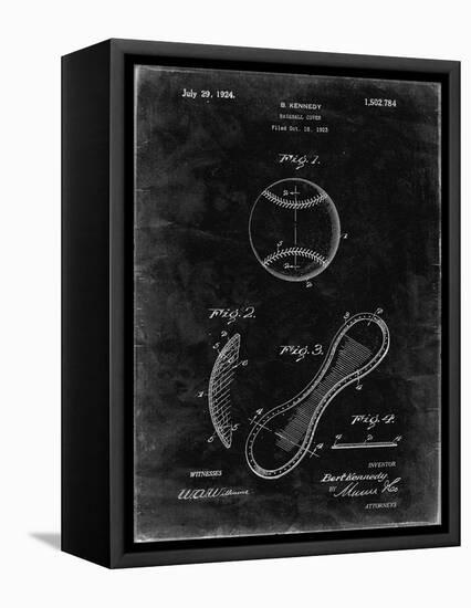 PP271-Black Grunge Vintage Baseball 1924 Patent Poster-Cole Borders-Framed Stretched Canvas