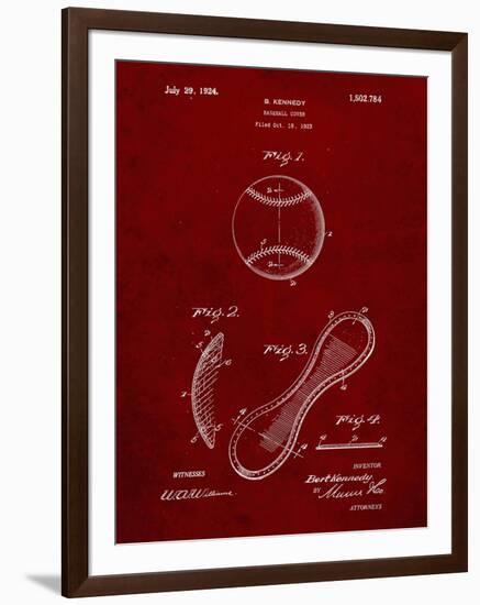 PP271-Burgundy Vintage Baseball 1924 Patent Poster-Cole Borders-Framed Giclee Print