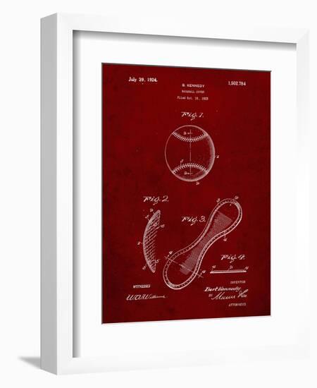 PP271-Burgundy Vintage Baseball 1924 Patent Poster-Cole Borders-Framed Giclee Print