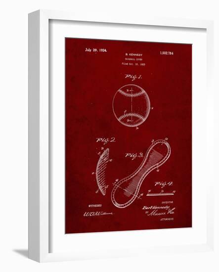 PP271-Burgundy Vintage Baseball 1924 Patent Poster-Cole Borders-Framed Giclee Print