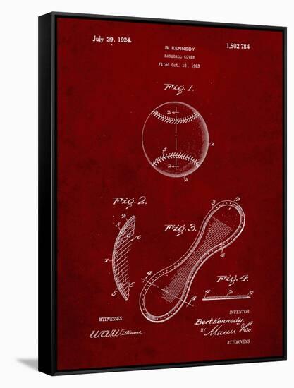 PP271-Burgundy Vintage Baseball 1924 Patent Poster-Cole Borders-Framed Stretched Canvas