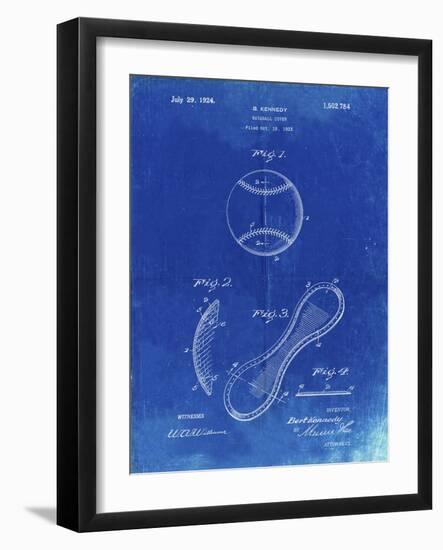 PP271-Faded Blueprint Vintage Baseball 1924 Patent Poster-Cole Borders-Framed Giclee Print