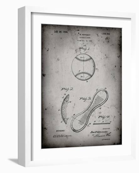 PP271-Faded Grey Vintage Baseball 1924 Patent Poster-Cole Borders-Framed Giclee Print