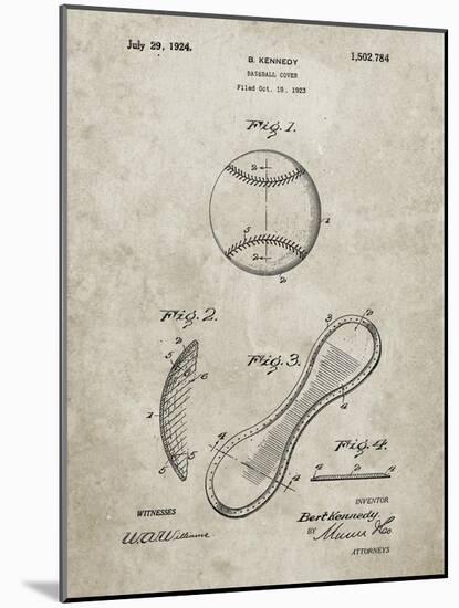 PP271-Sandstone Vintage Baseball 1924 Patent Poster-Cole Borders-Mounted Giclee Print