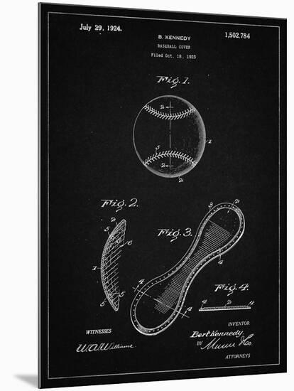 PP271-Vintage Black Vintage Baseball 1924 Patent Poster-Cole Borders-Mounted Giclee Print
