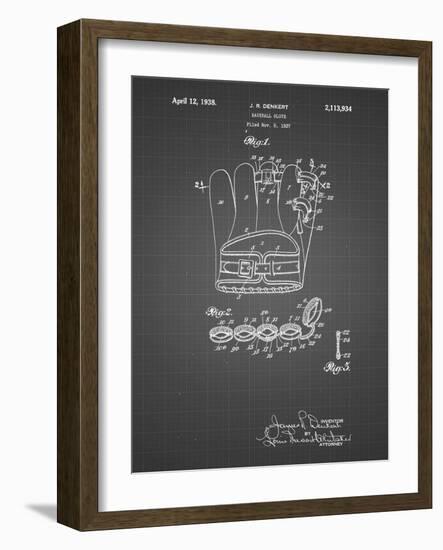 PP272-Black Grid Denkert Baseball Glove Patent Poster-Cole Borders-Framed Giclee Print