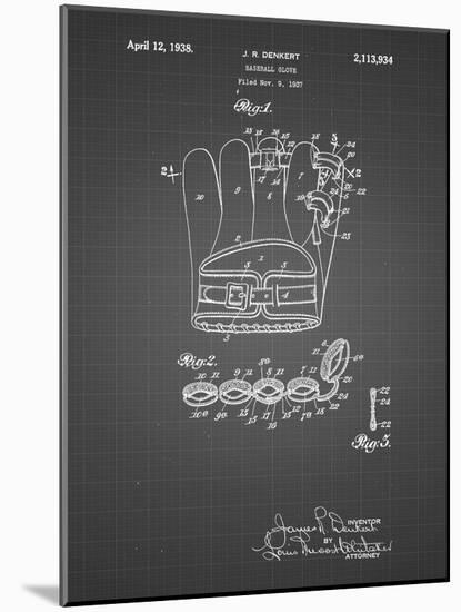 PP272-Black Grid Denkert Baseball Glove Patent Poster-Cole Borders-Mounted Giclee Print