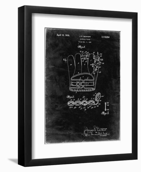 PP272-Black Grunge Denkert Baseball Glove Patent Poster-Cole Borders-Framed Giclee Print