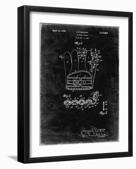 PP272-Black Grunge Denkert Baseball Glove Patent Poster-Cole Borders-Framed Giclee Print