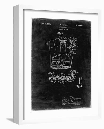 PP272-Black Grunge Denkert Baseball Glove Patent Poster-Cole Borders-Framed Giclee Print