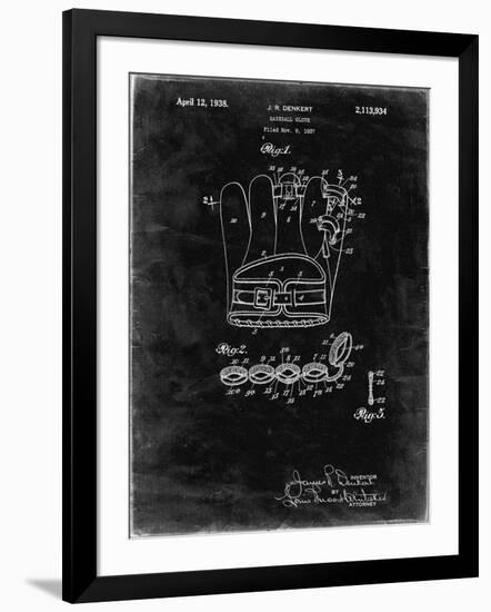 PP272-Black Grunge Denkert Baseball Glove Patent Poster-Cole Borders-Framed Giclee Print