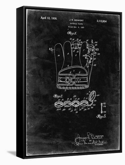 PP272-Black Grunge Denkert Baseball Glove Patent Poster-Cole Borders-Framed Stretched Canvas