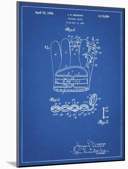 PP272-Blueprint Denkert Baseball Glove Patent Poster-Cole Borders-Mounted Giclee Print