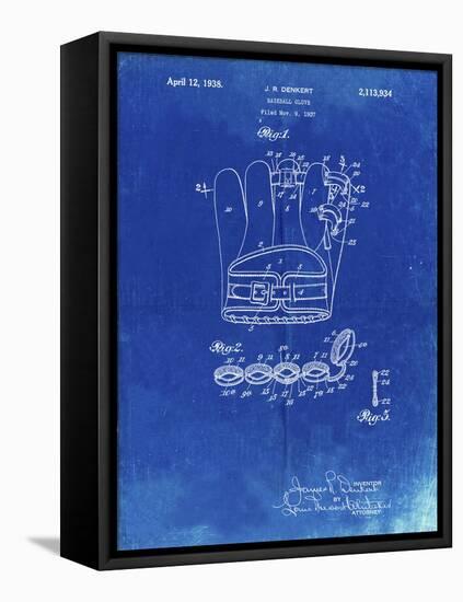 PP272-Faded Blueprint Denkert Baseball Glove Patent Poster-Cole Borders-Framed Stretched Canvas