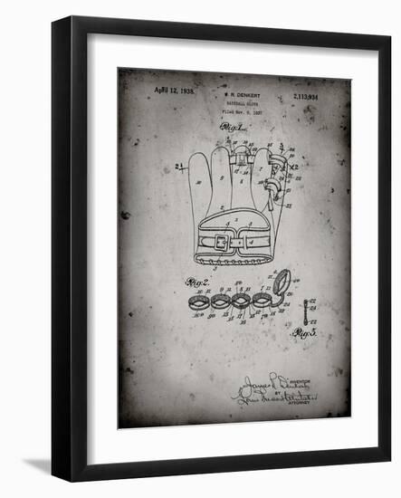 PP272-Faded Grey Denkert Baseball Glove Patent Poster-Cole Borders-Framed Giclee Print