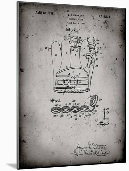 PP272-Faded Grey Denkert Baseball Glove Patent Poster-Cole Borders-Mounted Giclee Print