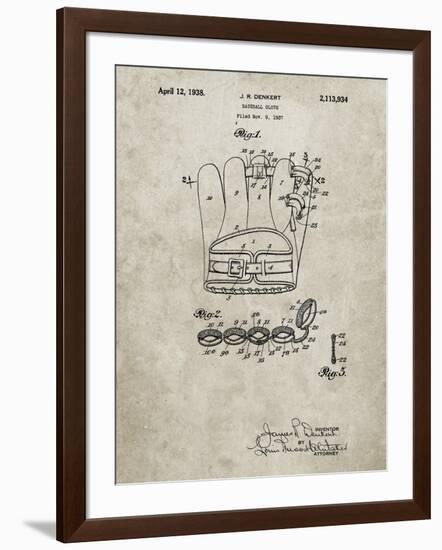 PP272-Sandstone Denkert Baseball Glove Patent Poster-Cole Borders-Framed Giclee Print