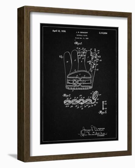 PP272-Vintage Black Denkert Baseball Glove Patent Poster-Cole Borders-Framed Giclee Print