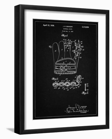 PP272-Vintage Black Denkert Baseball Glove Patent Poster-Cole Borders-Framed Giclee Print