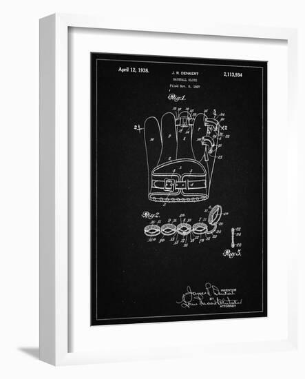 PP272-Vintage Black Denkert Baseball Glove Patent Poster-Cole Borders-Framed Giclee Print