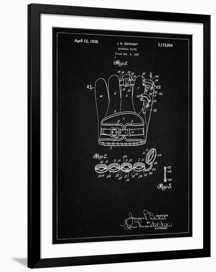 PP272-Vintage Black Denkert Baseball Glove Patent Poster-Cole Borders-Framed Giclee Print