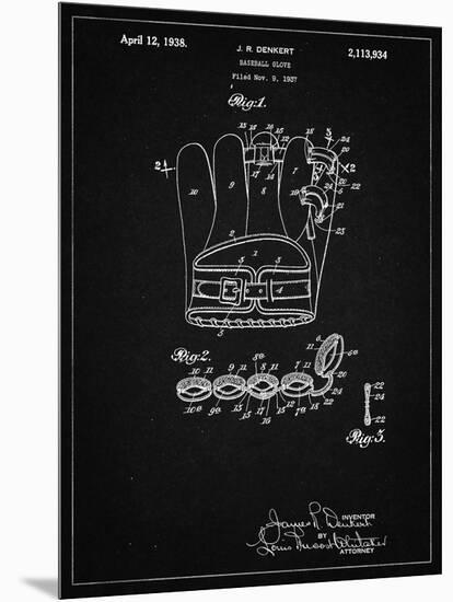 PP272-Vintage Black Denkert Baseball Glove Patent Poster-Cole Borders-Mounted Premium Giclee Print