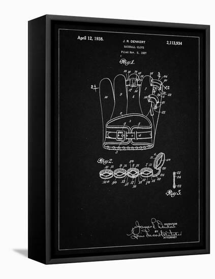 PP272-Vintage Black Denkert Baseball Glove Patent Poster-Cole Borders-Framed Stretched Canvas