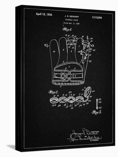 PP272-Vintage Black Denkert Baseball Glove Patent Poster-Cole Borders-Stretched Canvas