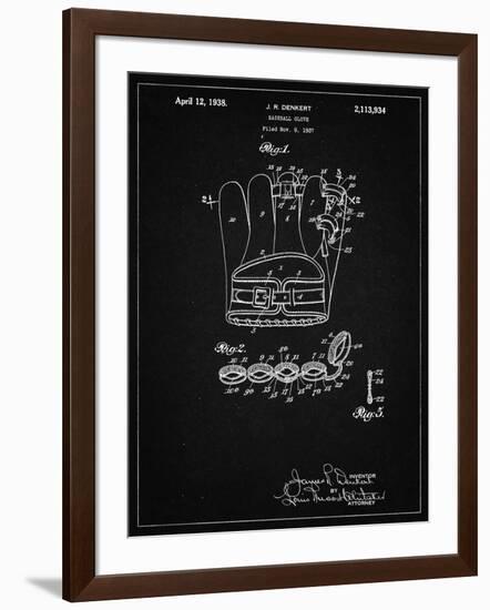 PP272-Vintage Black Denkert Baseball Glove Patent Poster-Cole Borders-Framed Giclee Print