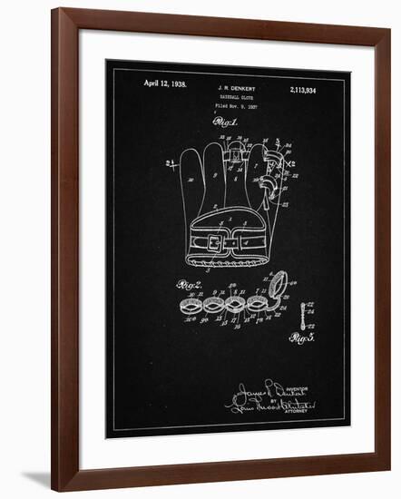 PP272-Vintage Black Denkert Baseball Glove Patent Poster-Cole Borders-Framed Giclee Print