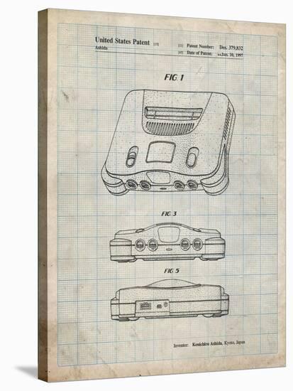 PP276-Antique Grid Parchment Nintendo 64 Patent Poster-Cole Borders-Stretched Canvas