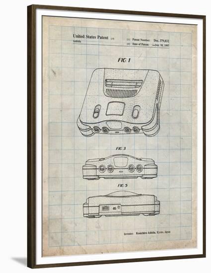 PP276-Antique Grid Parchment Nintendo 64 Patent Poster-Cole Borders-Framed Premium Giclee Print