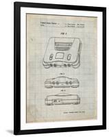 PP276-Antique Grid Parchment Nintendo 64 Patent Poster-Cole Borders-Framed Giclee Print