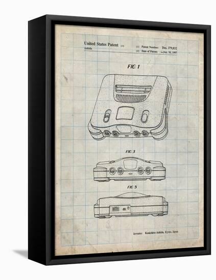 PP276-Antique Grid Parchment Nintendo 64 Patent Poster-Cole Borders-Framed Stretched Canvas