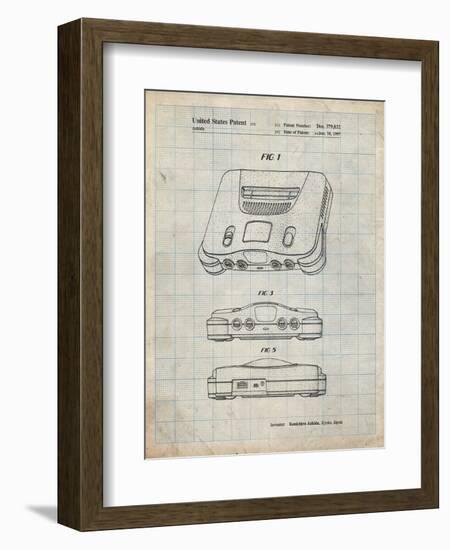 PP276-Antique Grid Parchment Nintendo 64 Patent Poster-Cole Borders-Framed Giclee Print