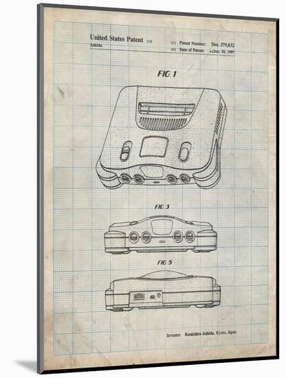 PP276-Antique Grid Parchment Nintendo 64 Patent Poster-Cole Borders-Mounted Giclee Print