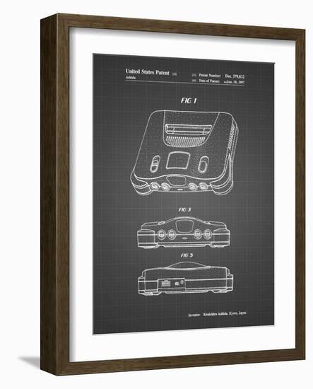 PP276-Black Grid Nintendo 64 Patent Poster-Cole Borders-Framed Giclee Print