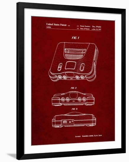 PP276-Burgundy Nintendo 64 Patent Poster-Cole Borders-Framed Giclee Print