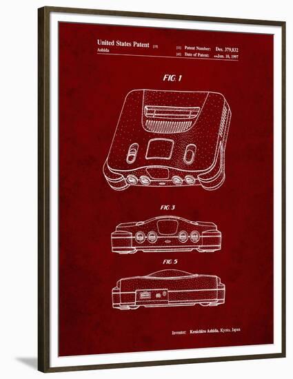 PP276-Burgundy Nintendo 64 Patent Poster-Cole Borders-Framed Premium Giclee Print